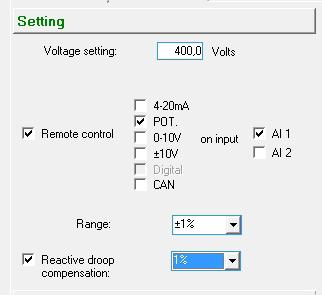 A1 - Voltage regulation This page is split into two parts: - Settings - Options A1.1 - Settings 1 1.