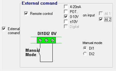 D - Manual regulation: I exc This page is split into three parts: - PC (settings) - External control - Follower mode The manual mode can be activated and adjusted either with the PC (via EasyReg