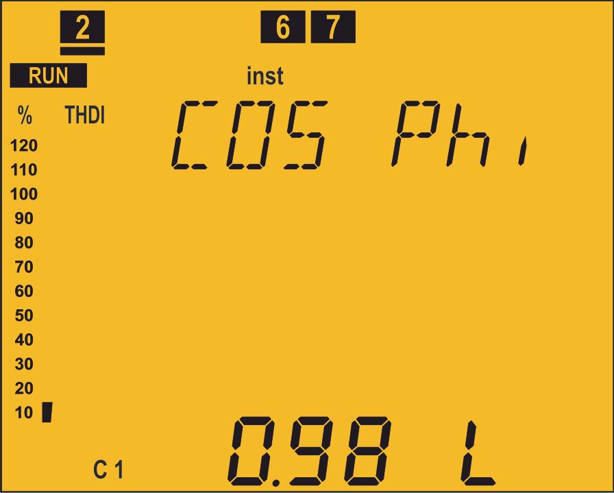Cosine φ Cos φ L: Inductive / C: capacitive +: consumed / -: generated Display the minimum values. Display the maximum values. Press the key to switch to the Energy III consumed screen.