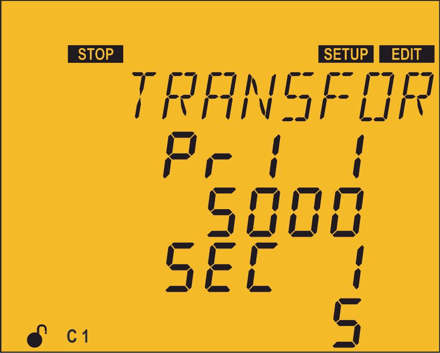5.2.- CURRENT TRANSFORMATION RATIO primary and secondary value of the current transformer is configured in this point. Press the key to enter edit mode.