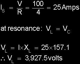 Calculate the capacitance require to give series resonance and the voltages generated