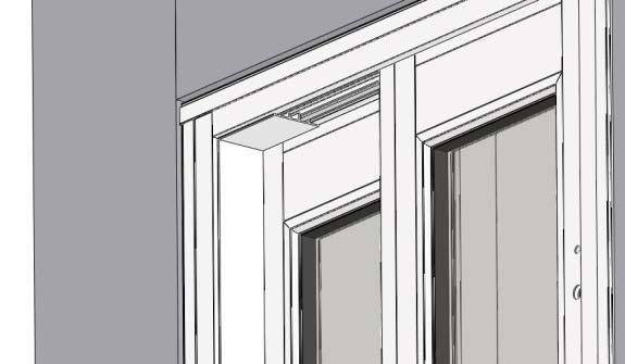 2) Place the inter jamb cover with the wide flat tab toward the fixed sash panel into the jamb. If necessary use rubber mallet to tap securely into place.