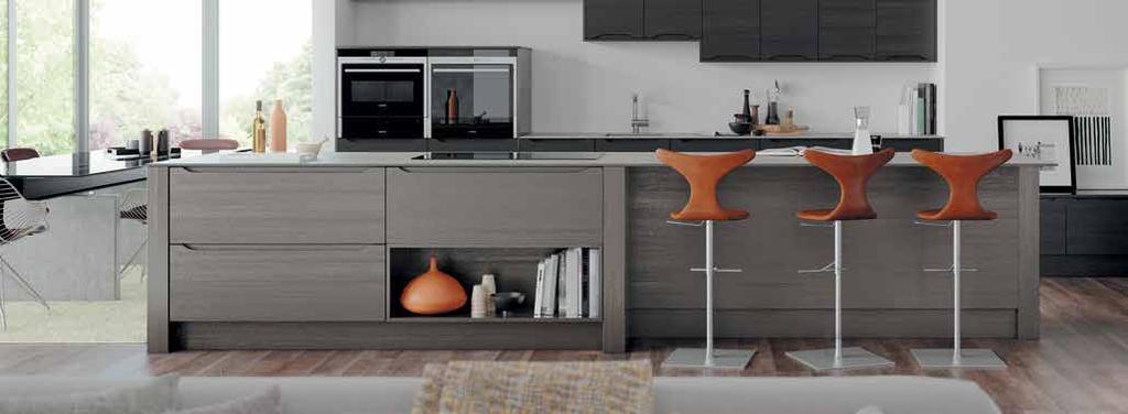 Luna This semi-handleless matt, grained or open grained finished door is stylish, sleek and sophisticated. It reflects modern, minimalistic living for the style conscious.