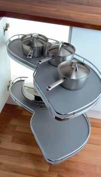 A corner unit is the ideal place to store pots and pans, mixers and other kitchen equipment.