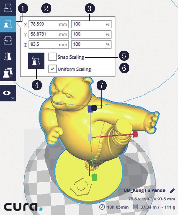 WWW.BIQU.EQUIPMENT Reset to the original dimensions (4). Check Snap Scaling for fixed amount zooming-out/in (5).