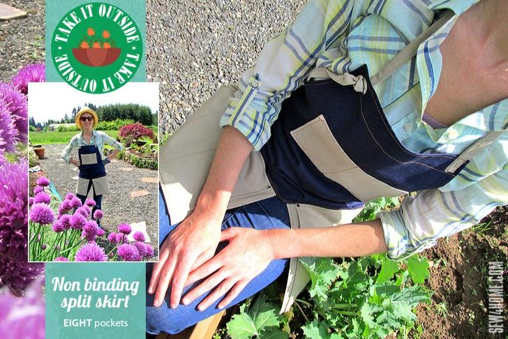 Published on Sew4Home Gardening Apron with Comfortable Split Skirt: Take it Outside! Editor: Liz Johnson Friday, 15 June 2018 1:00 It's time to plunge your hands into fresh dirt!
