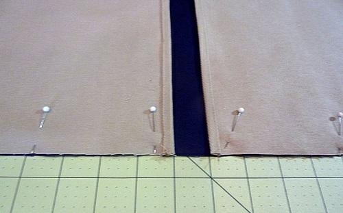 9. Using a ½" seam allowance, stitch all the way across, securing both
