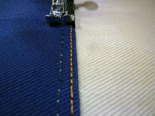 The first line of topstitching should be just about 1/16" from the seam line.