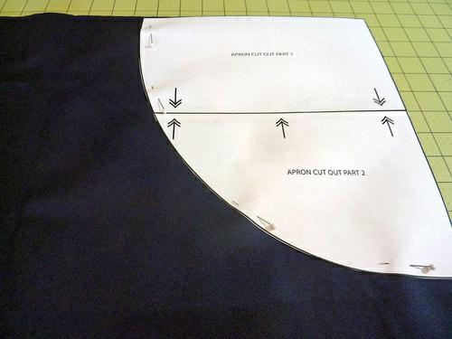 2. Flip over the Apron Cut Out pattern, and place it in the upper left corner with the same alignment.