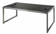 60"L 30"D 30"H SYDNEY COCKTAIL TABLE, POWERED* black laminate/brushed steel