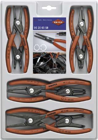 01 V02 Six circlip pliers in a foam tray Circlip Pliers Sets 4 parts tool roll made of hard-wearing