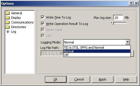 Tools Menu (Administrator Login) 3-33 7.8.4.5 Log Logging Options Allows the logging feature to be enable/disable and to set up options for the Log file.