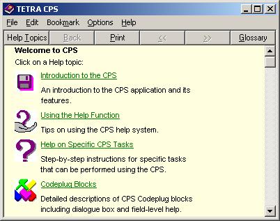 3-36 Customer Programming Software (CPS) 9 Help Menu The Help Menu is similar to other Windows based applications and has the following options: 9.
