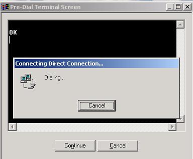 the desk top icon. Select ->Connect This will open the Pre-Dial Terminal screen.