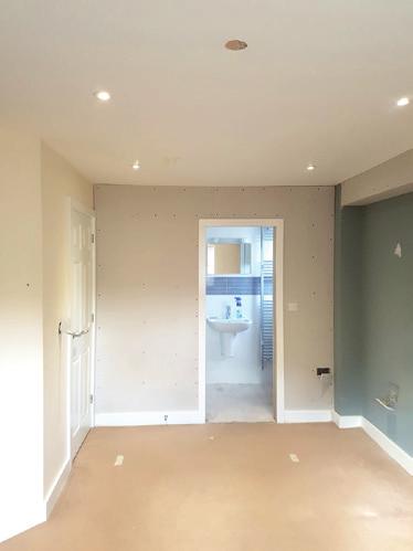 Decorating Plastering - Skim Full Area - En Suite Stud Wall - Bed Side