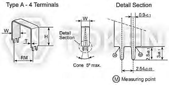Dimensions Dimensions (Unit: mm) Open Air 4-T & 2-T (LPS) Type Power (Watts) Resistance Range (Ω) RM (mm) H (mm) Max.
