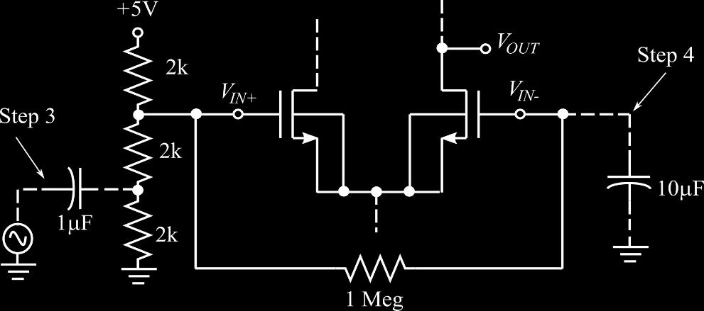 Check the wiring carefully. Fig. 3. Differential Amplifier with PMOS Active Loads.