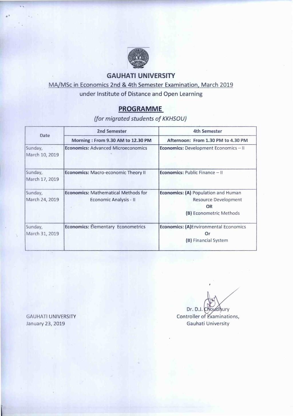 MA/MSc in Economics 2nd & 4th Semester Examination, (for migrated students of KKHSOU) 10, 2nd Semester Economics: Advanced Microeconomics 4th Semester Afternoon: From 1.30 PM to 4.