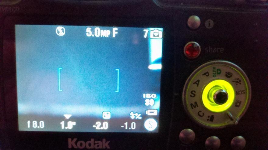 As you can see from the picture above I set the camera to Shutter speed priority. That is the (S) on the dial to the right. Dialed the timing to 1 second shutter speed.