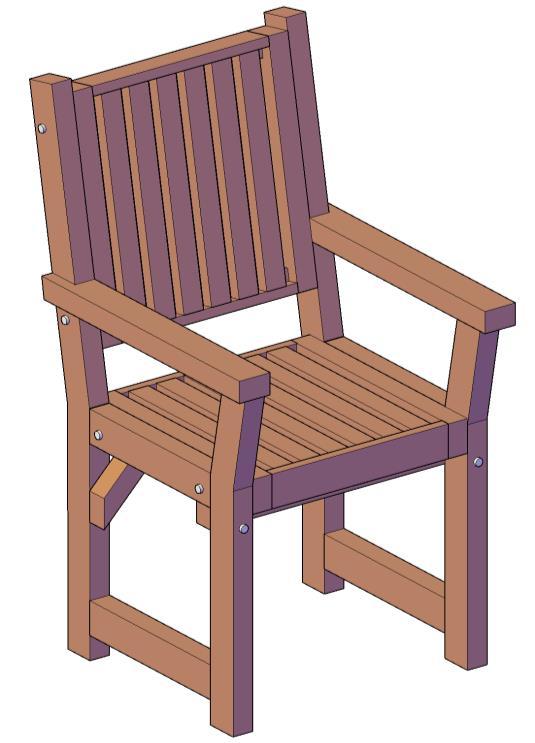 Massive Chair Ladderback Chair 1. Dining Chair Dimensions Massive Chair (Armless) Dimensions 24 1/2"D x 23 3/4"W x 40 1/4"H. Seat is 16"H x 23 3/4" W x 18"D. Boards are fully 2" thick. Approx.