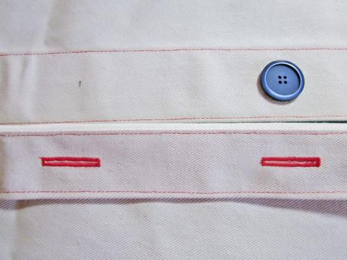 Overlap it with the buttonhole panel also right side up. Make sure the finished overlapped width is 20". 11. Place a pin at the exact center point of each buttonhole.