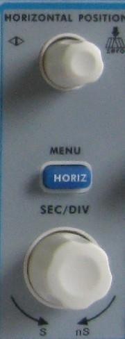 4. Junior User Guidebook Fig. 4-13 Horizontal Control Zone 1. Use the horizontal SEC/DIV knob to change the horizontal time base setting and observe the consequent status information change.