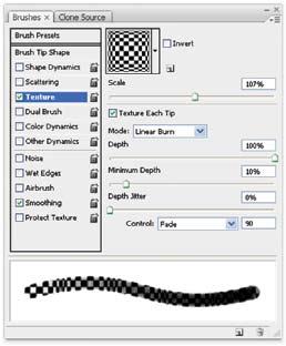 10 brush marks The count and count jitter effects gradually decreases over the first five steps in the stroke 5 steps 10 steps Figure 6-14.
