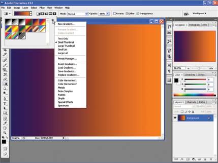 242 Learning Photoshop Figure 6-20. The Gradient Picker is set up just like the Brush Preset Picker and Pattern Picker.