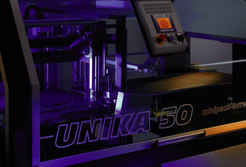TECHNOLOGICAL WORLD-WIDE PATENT UNIKA 50 is the new and revolutionary automatic packaging machine with centre-folded film by MINIPACK-TORRE.