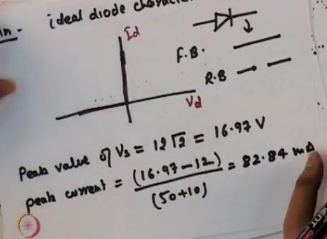 (Refer Slide Time: 17:50) Now going to A part, so A part is asking sketch the diode current wave form for VB = 12 volt.