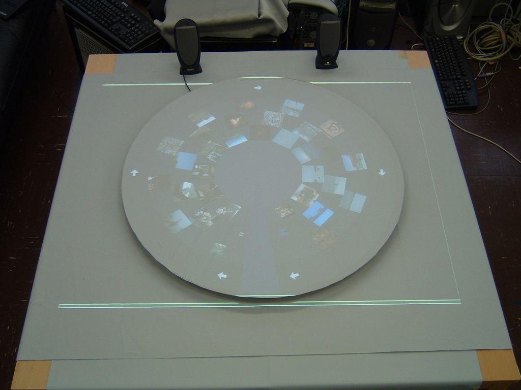 Figure 6. An overview of a real rotary table. (a) Rotating the virtual table by hand gesture. us that turning the real table was more intuitive than turning the virtual table.