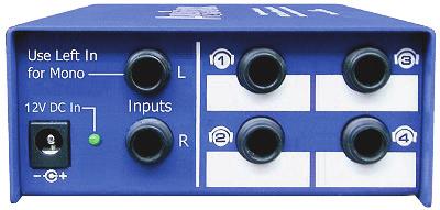 amplifiers, 2x mono Jack or 1x stereo Minijack inputs, 4x Stereo Jack