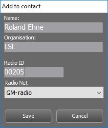 Alternatively select a Radio net defined in the settings described further down. This setting will force the call to be made over a specific radio rather than the one the red arrow points at. 4.2.