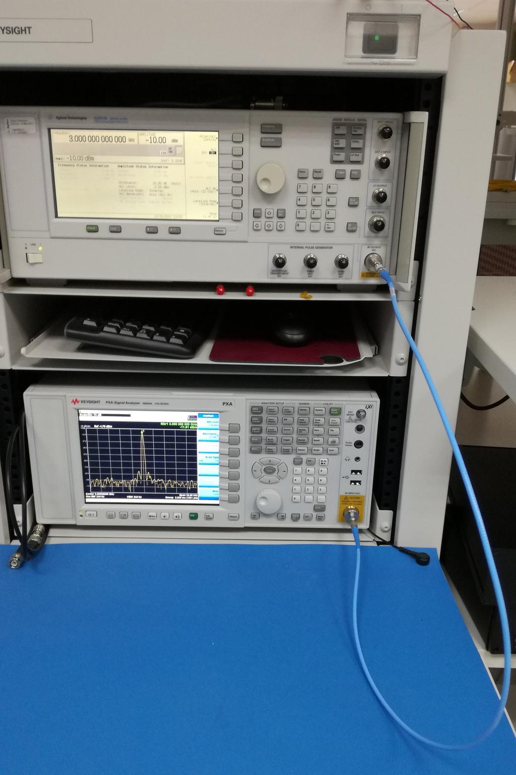 generator and its output connected to the spectrum analyzer by means of one coaxial cable.