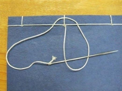 Pass the needle through the loop of thread. 15. You can form a knot by pulling the thread.