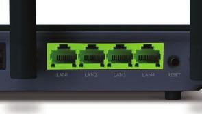 0 ports for connecting USB based printers and hard drives WAN Port: 1 Black RJ-45 Ethernet Port for Internet connection LAN 1-4 Ports: 4 Green RJ-45 Ethernet Ports for connecting to the local network