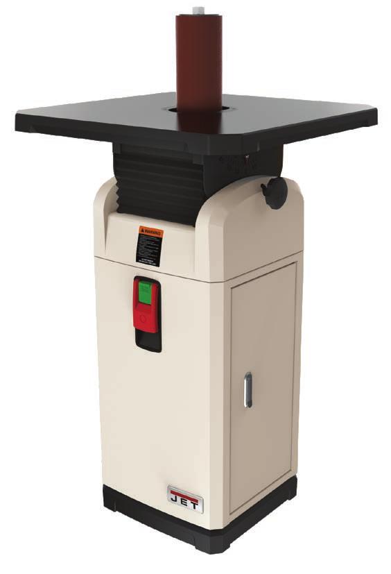 OSCILLATING SPINDLE SANDER Baffles create a chamber under the table for improved dust collection.