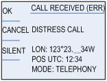 Distress call with errors If a distress call contains errors, it is still received and errors in the data are shown as underscores (_).