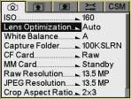 Configuring your Camera Selecting the Method of Lens Optimization There are three