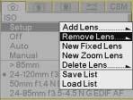 Configuring your Camera Removing Lenses from the User List Use this option to move a