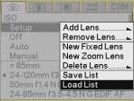 Configuring your Camera Saving a List If you have made any changes to a list in the camera, we recommend that you save the list to a memory card.