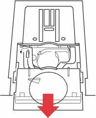 Placing the bobbin in the machine Procedures! Switch off the main switch. 1. Open the cover by slightly pulling it towards you and take it away. 2.