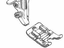 By raising the presser foot lever as far as it goes and holding it there, the lift height of the presser foot can be increased by several millimeters.