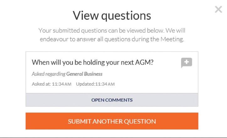 The Ask a Question box will appear with two sections for completion (pictured right).