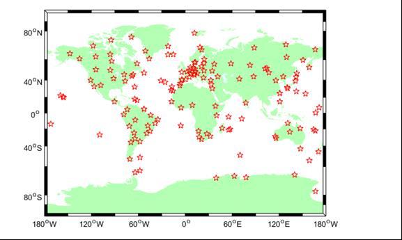 Figure 1. Distribution of selected IGS stations Figure 2.