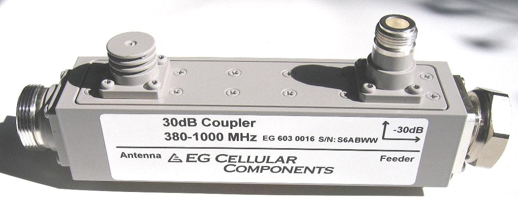 Directional Coupler 20 db, 30 db 376-1000 MHz 870-2170 MHz Couples off signals to a repeater The directional coupler is designed to be directly installed on the output connector of the RBS, coupling