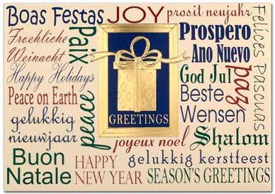 International Greetings Send this festive gold foil greeting