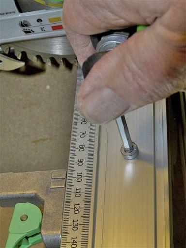 In the case of the Festool parallel stop, calibration to both the back and front scales is fast and easy.