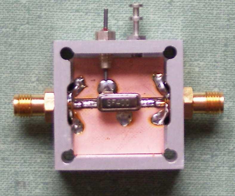 Figure 3.7: SAW filter soldered into the a Mini-Circuits amplifier case.