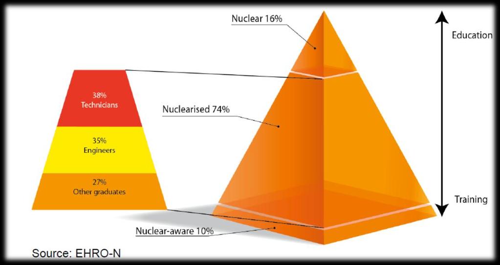 Key challenges Existing Workforce EU : 500 000 (EHRO-N report) 16% of nuclear engineers, nuclear physicists, nuclear chemists, radioprotection specialists (or, in short, nuclear experts), which